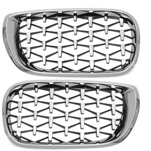 Grilles de calandre (gauche + droite/ensemble) pour BMW Série 3 E46 LCI 2001 51132158543 51132158542 Noir brillant double lamelles - Product Image 1
