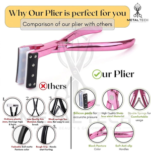 Pince à presser pour extensions capillaires de 7 pouces, rose brillant, légère, avec cadre perforé et mâchoires coussinées en acier inoxydable - Product Image 6