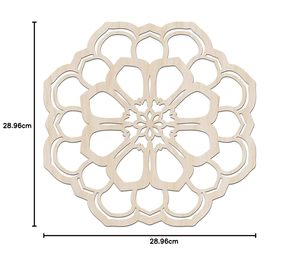 Arte de Pared de Madera con Diseño Floral Abstracto, Patrón de Celdas Simétricas, Madera Contrachapada de Abedul, Decoración Rústica para Sala de Estar, Dormitorio u Oficina - Product Image 4