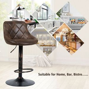 <b>Adjustable</b> <b>Bar</b> <b>Stools</b> Set of 2 with Comfortable Backrest and Footrest - Product Image 3