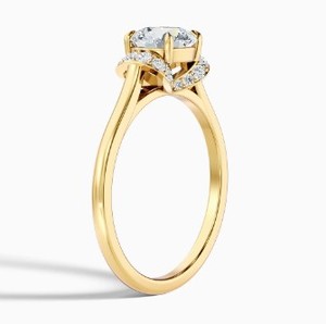 Round Cut Moissanite <b>Ring</b> 925 Sterling <b>Silver</b> Yellow Gold Plated Engagement <b>Ring</b> Classic <b>Solitaire</b> Dainty Wedding Jewelry - Product Image 3