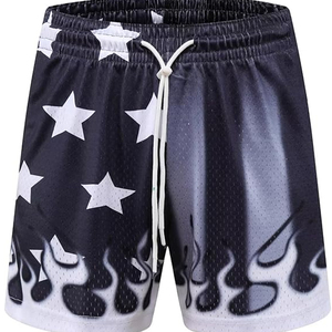 Pantalones Cortos Deportivos de Baloncesto Personalizados para Hombre, Estampados, de Verano, BSCI, 100% Poliéster, de Secado Rápido, Transpirables, con Patrón de Calavera y Llamas - Product Image 4