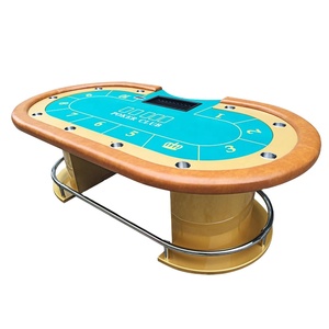 Fabricant indien direct Table de poker pleine grandeur de style moderne de luxe Porte-gobelets montés sur cadre en bois Tables de jeu Mahjong - Product Image 5