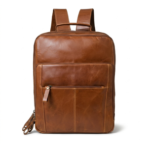 Mochila para Portátil de Cuero Genuino, Estilo Vintage, Unisex, Suave, Grande, Resistente al Agua, con Cierre de Cremallera, Duradera, Arqueada - Product Image 3