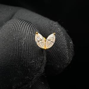 Pendientes góticos de oro macizo de 14K con diamante marquesa cultivado en laboratorio para perforación de cartílago helix, joyería fina y delicada, regalo para ella. - Product Image 2