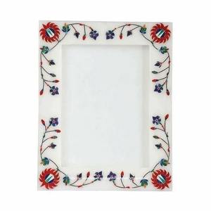 Cadre photo en marbre pour exportation en gros, avec incrustation de pierres précieuses, décoratif, idéal pour offrir, pour décoration murale - Product Image 4