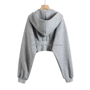 Sweat à capuche zippé en molleton de coton 100% de haute qualité, lourd, surdimensionné, pour femmes, pull-over - Product Image 4