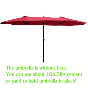 Parasol de terrasse extra large 15x9 pieds double face, imperméable, avec deux aérations latérales, pour table de marché extérieure et jardin, commande à manivelle - Product Image 3