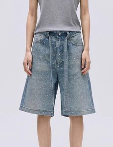Shorts en jean baggy pour homme avec strass, style Y2K, coupe ample vintage, décontracté, jambe large, streetwear - Product Image 2