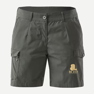 Short cargo uni pour femme BE DOT, taille haute, élastique, séchage rapide, décontracté, avec poches, logo sur la jambe droite, 100 % coton Oxford - Product Image 4