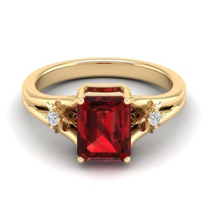 Anillo de compromiso REYES de diseño clásico con granate de corte radiante de 2.5 quilates en plata de ley 925 y moissanita certificada GRA - Product Image 1