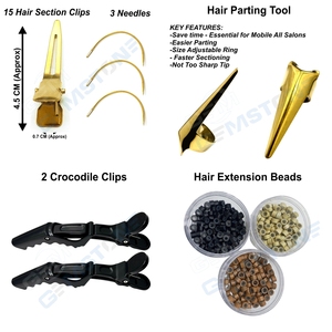 Kit Profesional de Herramientas para Extensiones de Cabello de Acero Inoxidable, Alicates Curvos de 2 Orificios, Gancho de Tracción, Pinzas de Sujeción Tipo Cocodrilo |   Cigüeña - Product Image 5