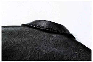 Veste en cuir pour homme avec logo personnalisé, col montant, coupe classique, effet délavé, en similicuir PU - Product Image 3