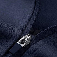 Survêtement pour homme à capuche bleu marine uni, veste zippée intégrale, pantalon assorti à rayures blanches, respirant, écologique, 100% coton, design sportif