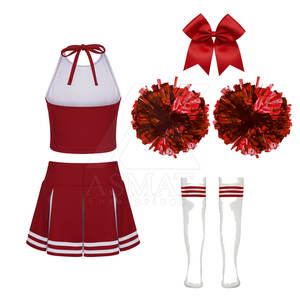 Ensemble de costume de pom-pom girl pour jeunes, uniforme d'entraînement athlétique, haut sans manches avec jupe assortie - Product Image 6