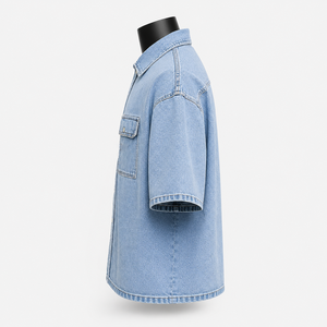 Camisa de Mezclilla Personalizada para Hombre, Estilo Casual Otoñal, Talla Grande, con Botones a Presión, Fabricante de Ropa Ecológica ODM - Product Image 6