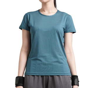 Camiseta Deportiva de Manga Corta para Mujer, Transpirable, Cuello Redondo, Ligera, de Secado Rápido, para Gimnasio, Fitness, Running, Yoga, Ropa Deportiva Informal - Product Image 1