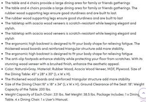 ชุดโต๊ะอาหาร ไม้ยางพาราแท้ + MDF สำหรับห้องรับประทานอาหาร ห้องครัว ร้านอาหาร เวียดนาม โต๊ะอาหารสำหรับใช้ในบ้าน เฟอร์นิเจอร์บ้าน - Product Image 5