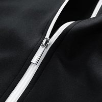 Survêtement d'hiver noir style fermeture éclair, délavé à l'acide, pour l'exercice et la gym, coupe régulière, respirant, 100% nylon, avec bande latérale personnalisée