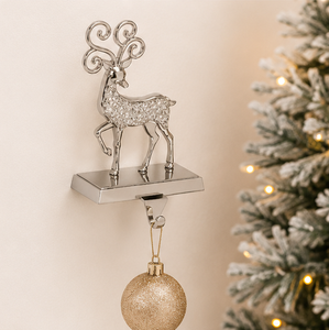 Luxury Reindeer Christmas <b>Stocking</b> Hanger Set Polished Metal 3D Stag <b>Stocking</b> Hooks For Mantle Heavy Duty Decorative Holiday - Product Image 4