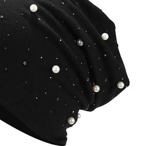 Bonnet en tricot tendance orné de pierres brillantes, bonnet d'hiver confortable en tricot avec accent en strass glamour - Product Image 4