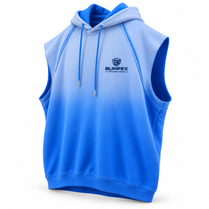 Hoodie sans manches unisexe surdimensionné personnalisé, bleu ombré, en molleton français, pour la gym et le streetwear, pull-over, fabricant OEM, marque privée - Product Image 2
