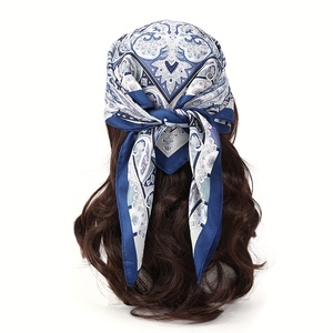 Pañuelo de Cabeza con Diseño de Flores Personalizado con Logotipo, Pañuelo de Seda y Satén para Mujer, Pañuelos de Cabeza para Mujer - Product Image 3