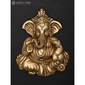 Statue de Ganesha en laiton de 7 pouces faite à la main Tenture murale Bénédiction Article Fabriqué en Inde - Product Image 3