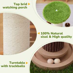 Griffoir pour chat de grande taille avec jouet à balle sur rail, robuste, plus épais, grand diamètre, en sisal naturel, pour intérieur - Product Image 4