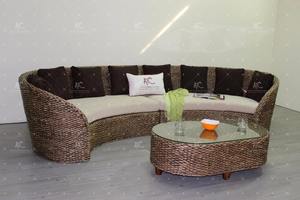 Conjunto de Sala de Estar Curvo de Jacinto de Agua con Otomana, Muebles de Interior de Estilo Costero Moderno - Product Image 4