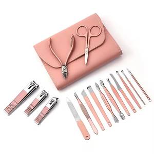 Classic Nail Kit Stainless Steel 7 in 1 Clipper <b>Set</b> Single Spring Portable Manicure <b>Tools</b> with <b>Pink</b> Leather Bag for Adults - Product Image 1