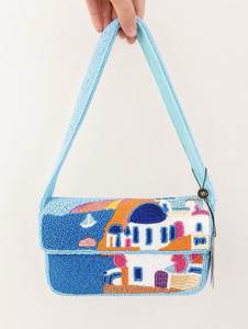 Sac à main brodé contemporain avec perles, fourre-tout à bandoulière classique orné de fleurs, sac de mode élégant et décoratif pour femme - Product Image 3