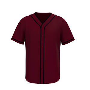 Camiseta de Béisbol Color Granate de Primera Calidad para Hombre, Manga Corta, Cuello en V con Botones, Diseño a Rayas, Tejido Transpirable de Poliéster, Ropa para Adultos - Product Image 4