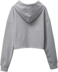 ladies crop hoodie ribbed cuff streetwear hoodie women crop hoodie <b>brushed</b> fleece relaxed sweatshirt ladies crop hoodie - Product Image 4