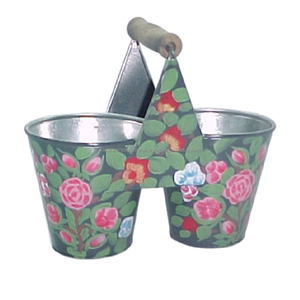 Jardinière rectangulaire conique en métal gris foncé avec trou de drainage, pot floral pastel peint à la main, écologique - Product Image 2
