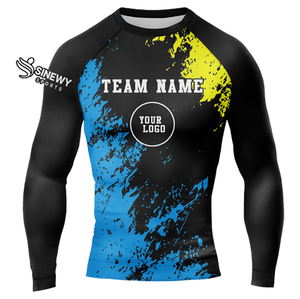 Rashguard de compression personnalisable en tissu extensible, vente en gros, Rashguard BJJ en Spandex avec impression personnalisée - Product Image 1
