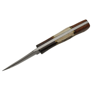 Couteau à Découper en Acier Damas avec Manche en Bois et en Corne et Lame Affûtée pour la Chasse et l'Utilisation en Plein Air, Forgé à la Main - Product Image 4