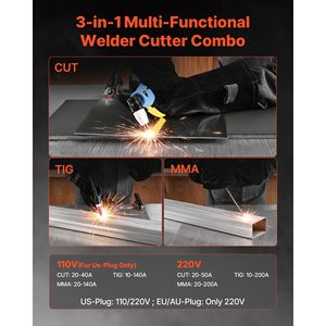 Saldatrice Combo 3 in 1 Digitale 110/220V Dual Volt Plasma Cutter TIG MMA 50A per Alluminio 200A per Altri Materiali Lavorazione Alluminio - Product Image 2