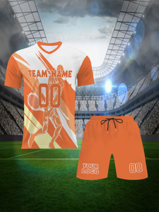 ชุดเทนนิส เสื้อคอวีแขนกุด กางเกงขาสั้น พิมพ์ลายแบบซับลิเมชั่น ระบายเหงื่อได้ดี เอวยางยืด ระบายอากาศได้ดี ผลิตจากโพลีเอสเตอร์ สำหรับทีม - Product Image 1