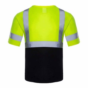 Camiseta de Trabajo Unisex de Alta Visibilidad, Poliéster Reflectante, Nuevo Estilo Moderno, Verde y Negro, Manga Corta, Camisetas para Hombre - Product Image 6