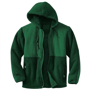 Chaqueta de Forro Polar con Capucha para Hombre, Cuello Alto, Logotipo Frontal, 100% Algodón, Cierre de Cremallera, Resistente al Viento, Corte Regular, para Otoño - Product Image 4
