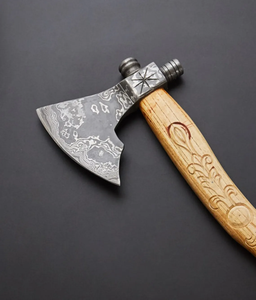 Hache de camping industrielle en acier Damas robuste, haches Tomahawk, manche en bois fait main, hache de survie, OEM ODM, vente en gros - Product Image 2