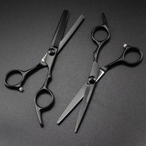 Service OEM, qualité professionnelle, ciseaux à effiler en acier japonais noir pour la coupe de cheveux de barbier - Product Image 3