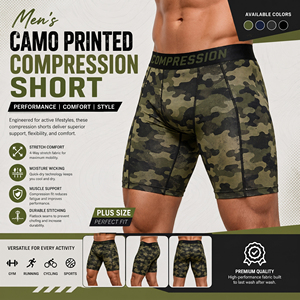 Pantalones Cortos de Compresión Camuflados para Hombre, Tallas Grandes, Ropa Deportiva para Gimnasio, Pantalones Cortos Ajustados con Estampado Personalizado, Pantalones Cortos Deportivos para Hombre - Product Image 5