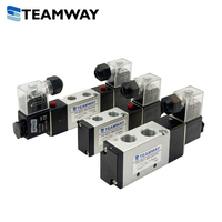 Vanne solénoïde TEAMWAY PV 1/4" avec support de montage G Port, système de commande pneumatique 5/2 5/3 voies à bobine simple ou double, 100% compatible