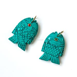 จี้ปลาสีฟ้าเทอร์ควอยซ์ AAA เงินแท้ 925 สร้อยคอพลอยทำมือ แกะสลักด้วยมือ คริสตัลบำบัด เครื่องประดับแฟชั่นสุดหรู - Product Image 2