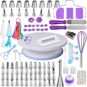 137Pcs Professional Cake Decorating Supplies Kit with Turntable Rotating Stand Piping Nozzles <strong>Baking</strong> Tools <strong>Set</strong> for Beginners - Product Image 4