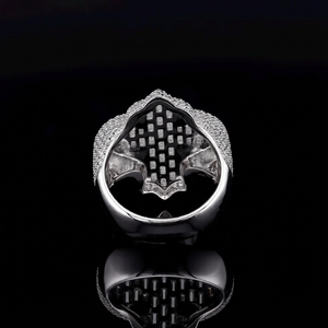 Anillo de Lujo con Moissanita, Diseño de Cruz, con Incrustaciones de Baguette, Estilo Hip Hop, Tono Plateado, Joyería Religiosa Audaz - Product Image 4