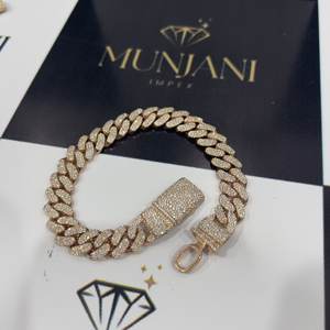 Pulsera de Plata 925 con Moissanita VVS, Corte Brillante, Certificación IGI, Joyería Fina, Diseño de Candado, Bañada en Oro Rosa, MUNJANI - Product Image 1