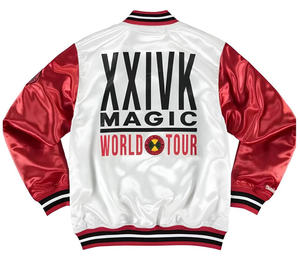 Custom <b>Men's</b> Satin <b>Varsity</b> <b>Bomber</b> <b>Jacket</b> Smooth Warm Comfortable with Polyester Embroidery on Front and Back - Product Image 2